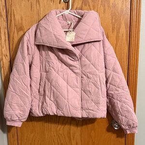 Hem & Thread Light Pink Quilted Puffer Jacket